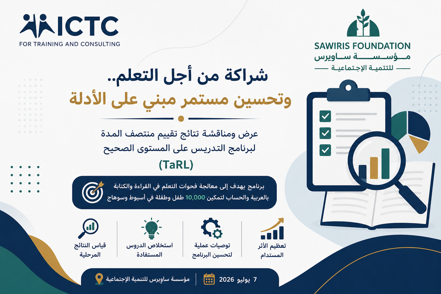 تشارك شركة آي سي تي سي للتدريب والاستشارات في عرض ومناقشة نتائج تقييم منتصف المدة لبرنامج التدريس على المستوى الصحيح